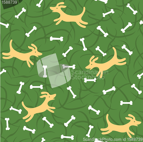 Image of lucky dogs with bones seamless background