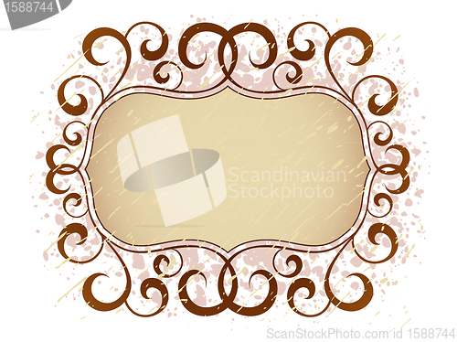 Image of grunge vintage floral banner frame pattern