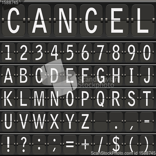 Image of vector alphabet set. mechanical timetable letters