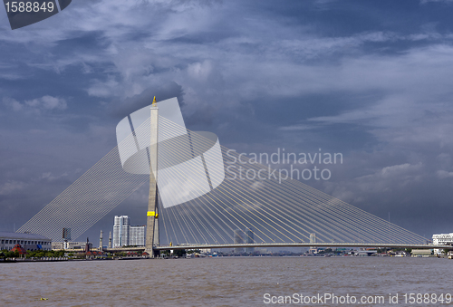 Image of bridge on a background of the river