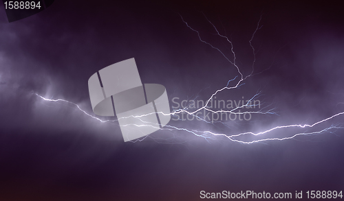 Image of lightning strike in the darkness