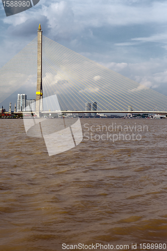 Image of bridge on a background of the river