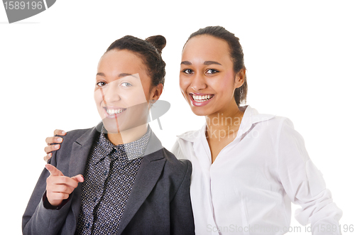 Image of carelessness. two beautiful women looking at the camera