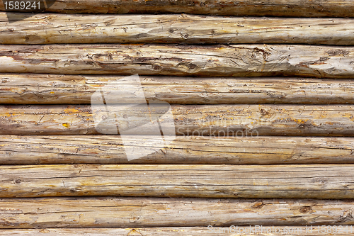 Image of Wooden logs wall of rural house background