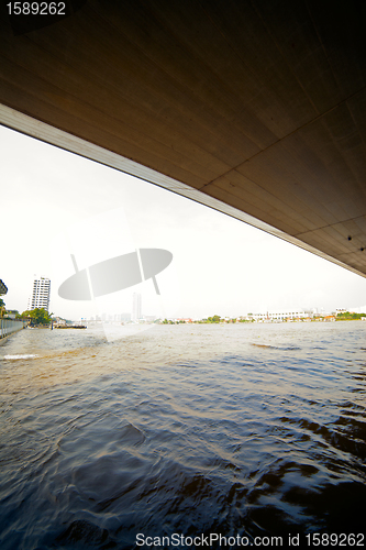 Image of bridge on a background of the river