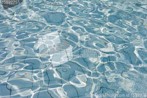 Image of beautiful clear pool water reflecting in the sun