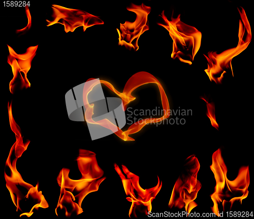 Image of flare fire on a black background