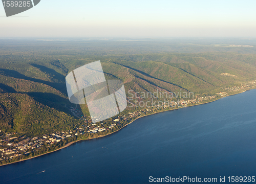 Image of mountain view from airplane