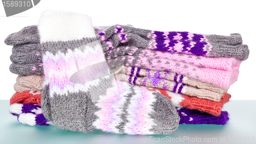 Image of hand-knitted woolen socks