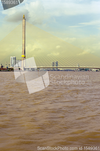 Image of bridge on a background of the river