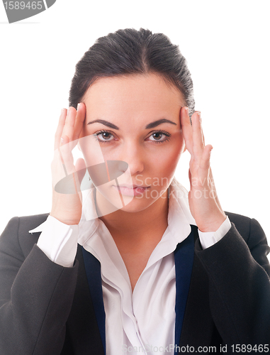 Image of Businesswomen with a headache, massaging