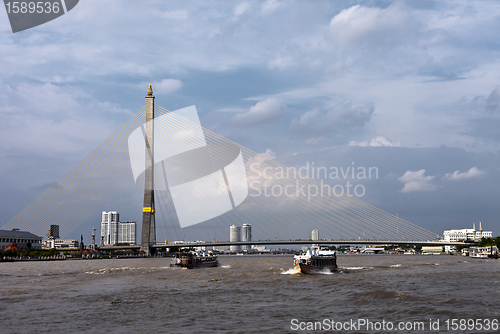 Image of Mega sling Bridge,Rama 8, in Thailand