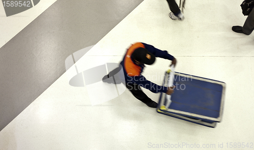 Image of Moving people from above at the airport