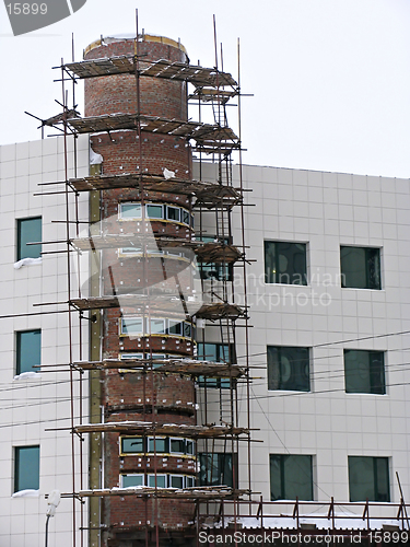 Image of The building  in scaffolding