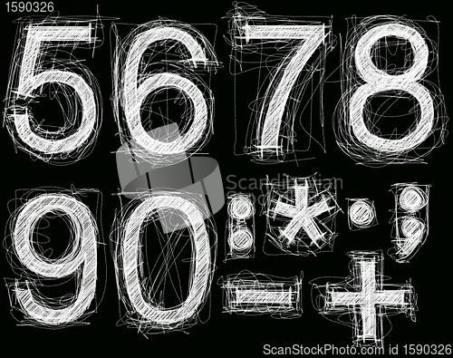 Image of sketch letters and numbers with pencil new 