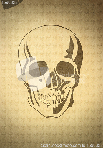 Image of skull on beige old paper