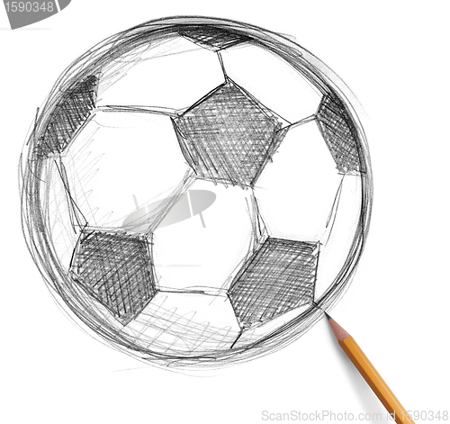 Image of soccer football ball and pencil