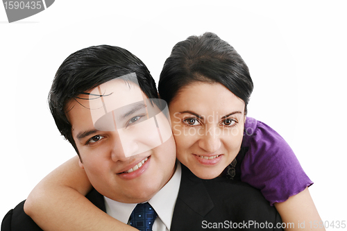 Image of Portrait of a beautiful young happy smiling couple - isolated 