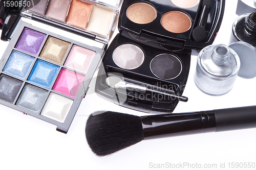 Image of set of cosmetic makeup products