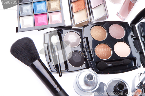 Image of set of cosmetic makeup products