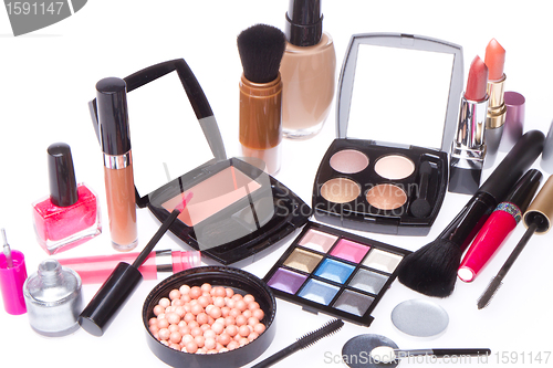 Image of set of cosmetic makeup products