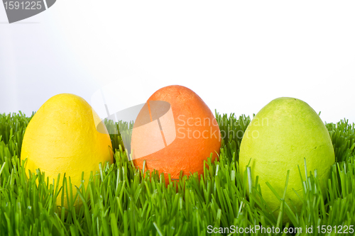 Image of easter eggs in grass