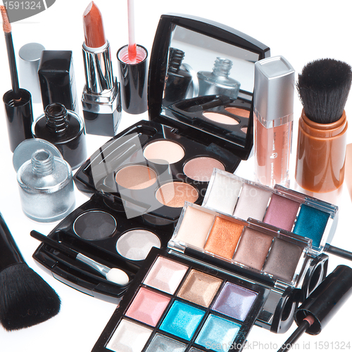 Image of set of cosmetic makeup products