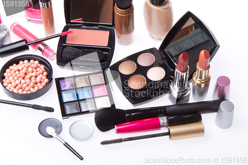 Image of set of cosmetic makeup products