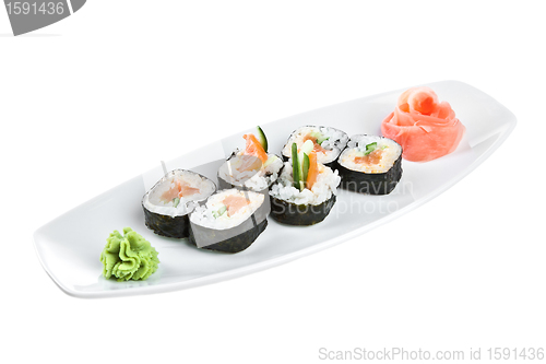 Image of Sushi (Yasai Roll) on a white background