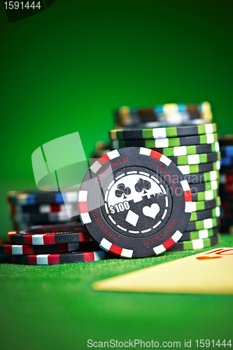 Image of gambling chips with copy space