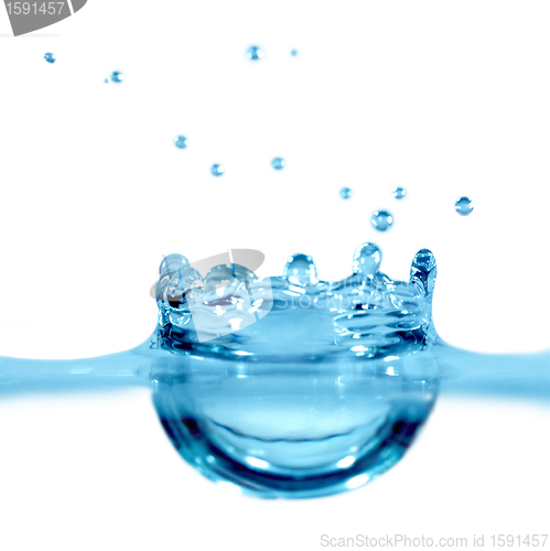 Image of Falling drop of blue water