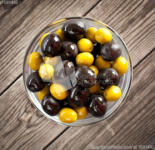 Image of Olives on a wooden table