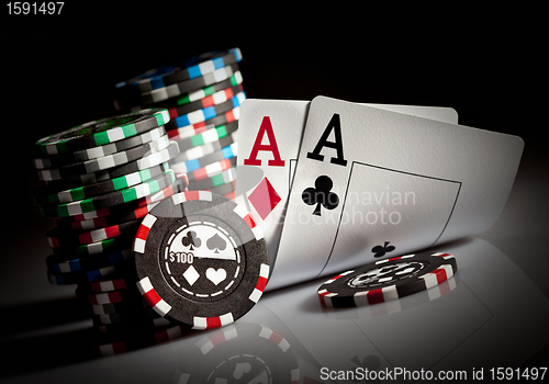 Image of gambling chips and aces