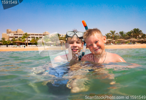Image of Two boys on a beach