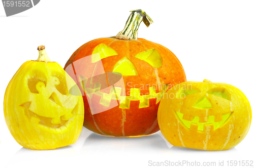 Image of scary old jack-o-lantern on white.