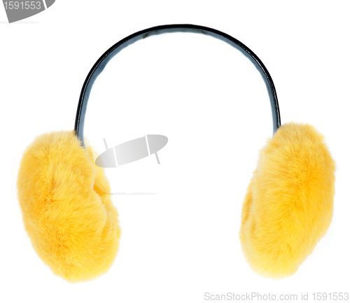 Image of Yellow ear-flaps on a white background