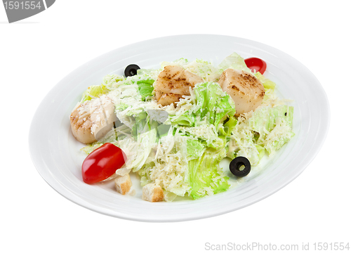 Image of salad from vegetables and meat