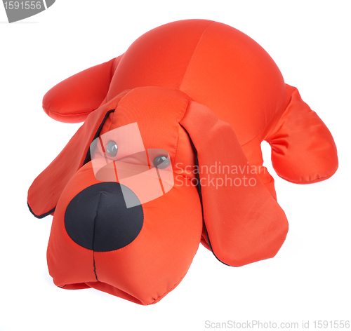 Image of Red toy dog on a white background