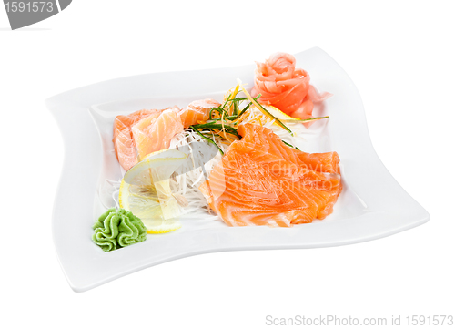 Image of Tasty fillet of a salmon on a white