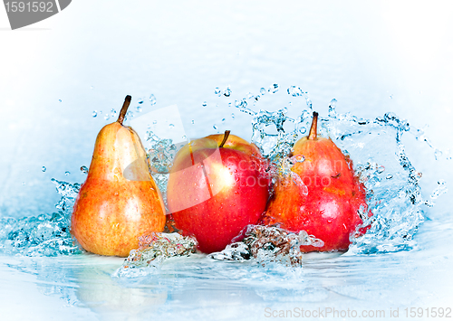 Image of Apple, pear and water