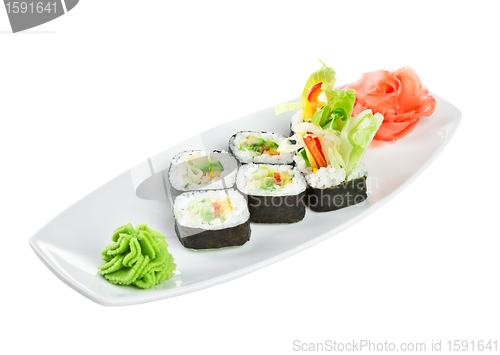 Image of Sushi (Yasai Roll) on a white background