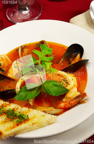 Image of Tasty soup on a table at restaurant