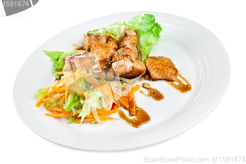 Image of roast fish on the white