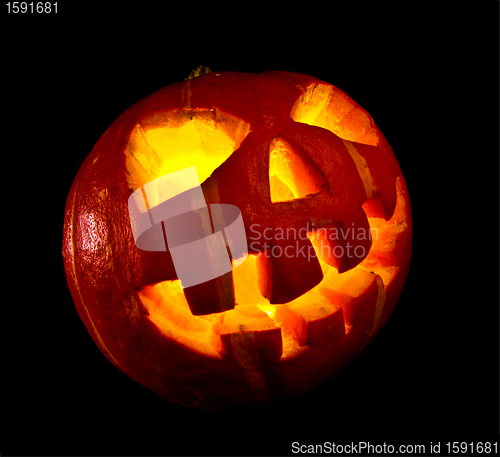 Image of halloween, old jack-o-lantern on black