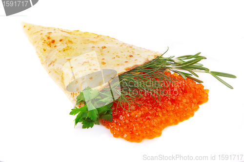 Image of Pancake with red caviar