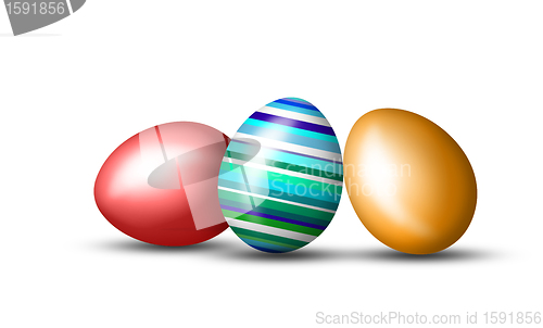 Image of Colorful Easter eggs on a white background