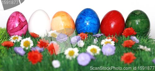 Image of Colorfully painted Easter eggs