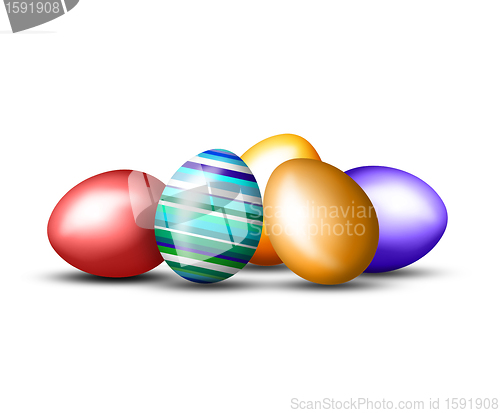 Image of Happy Easter with colored eggs