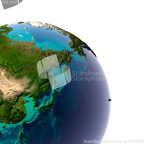 Image of Realistic Planet Earth with natural water