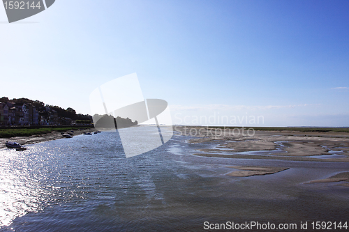 Image of seascape and beach at low tide on the coast of opal in France